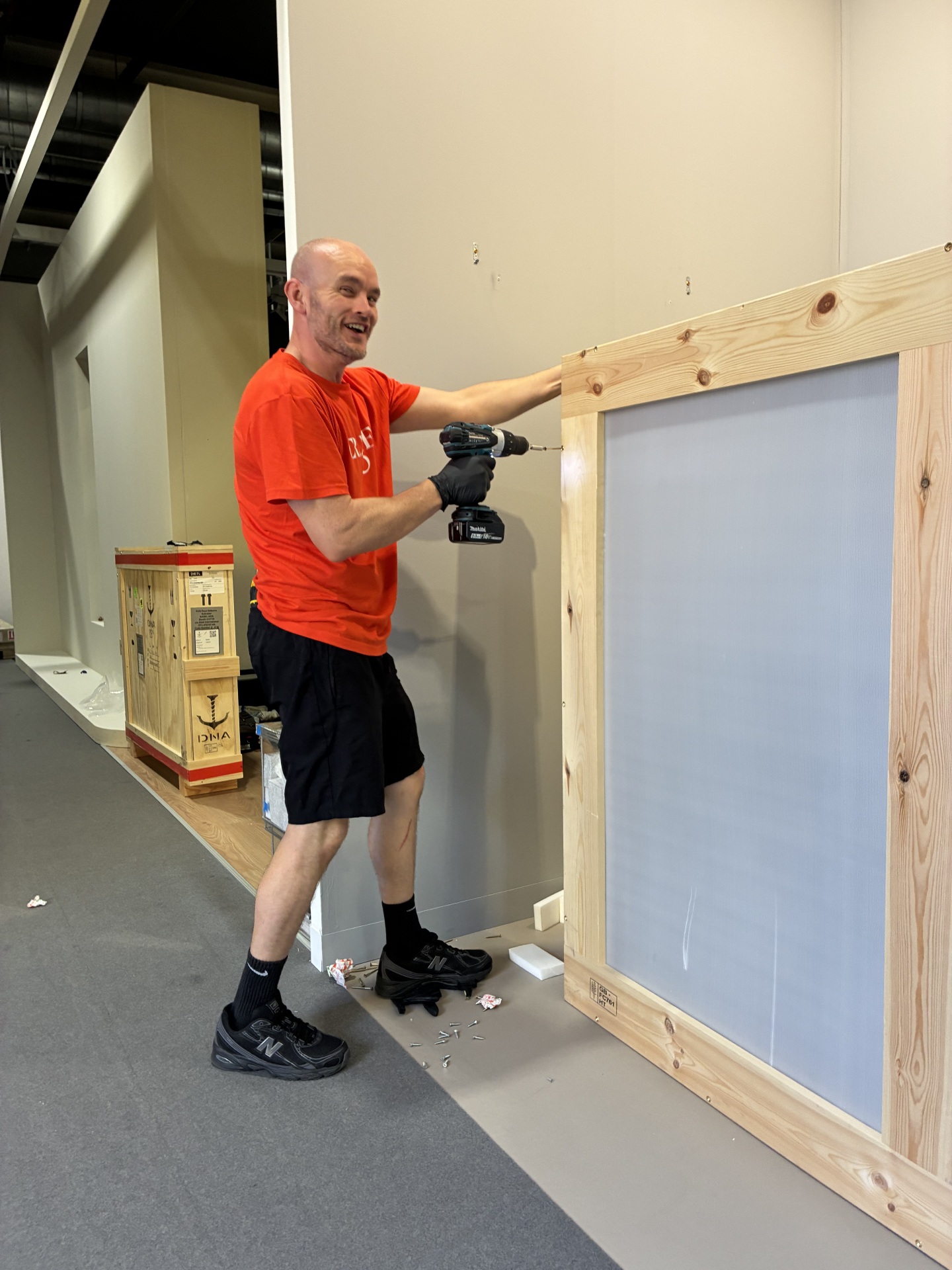 Crozier technician opening the crate