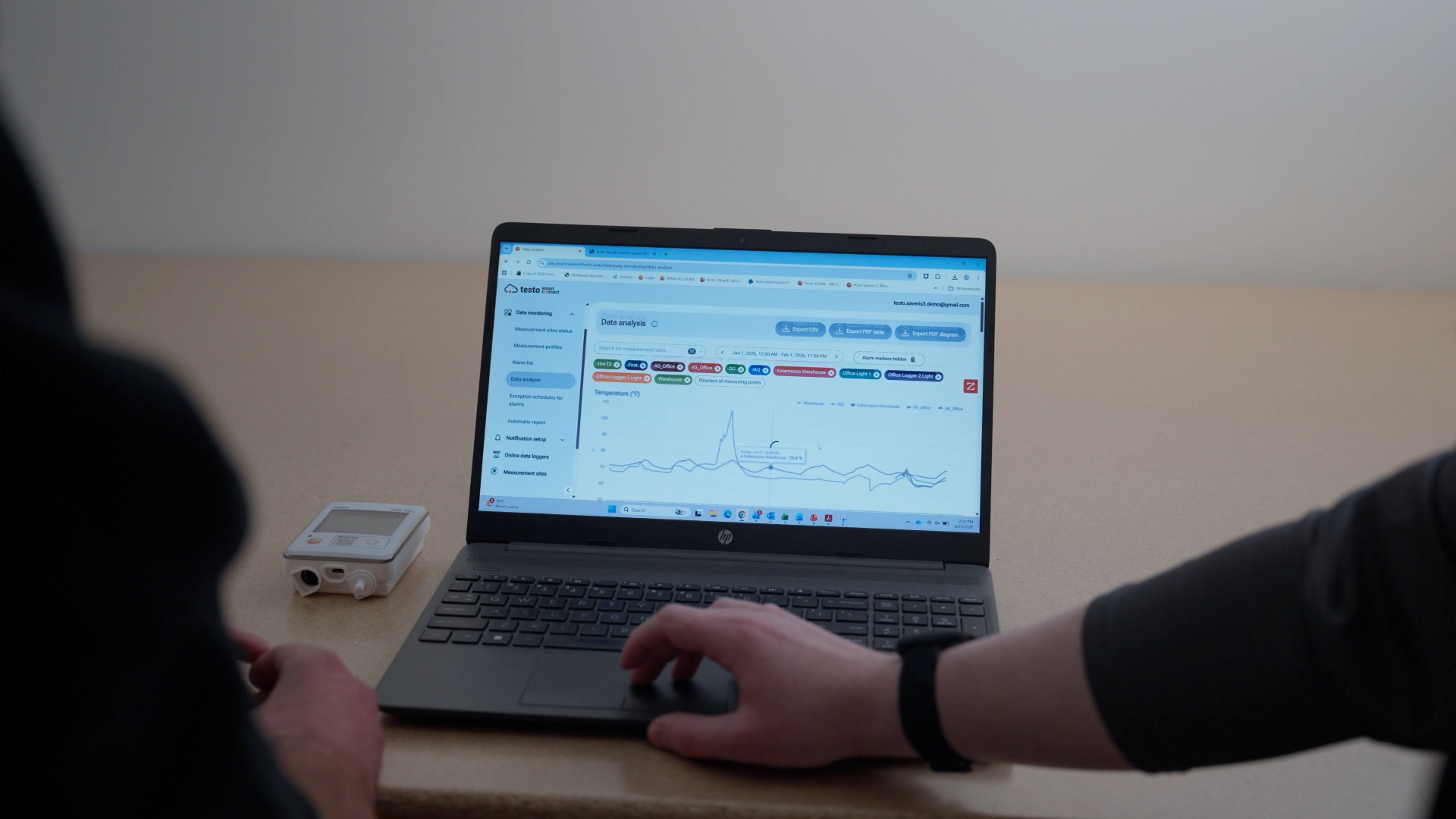 Statistics displayed on the laptop