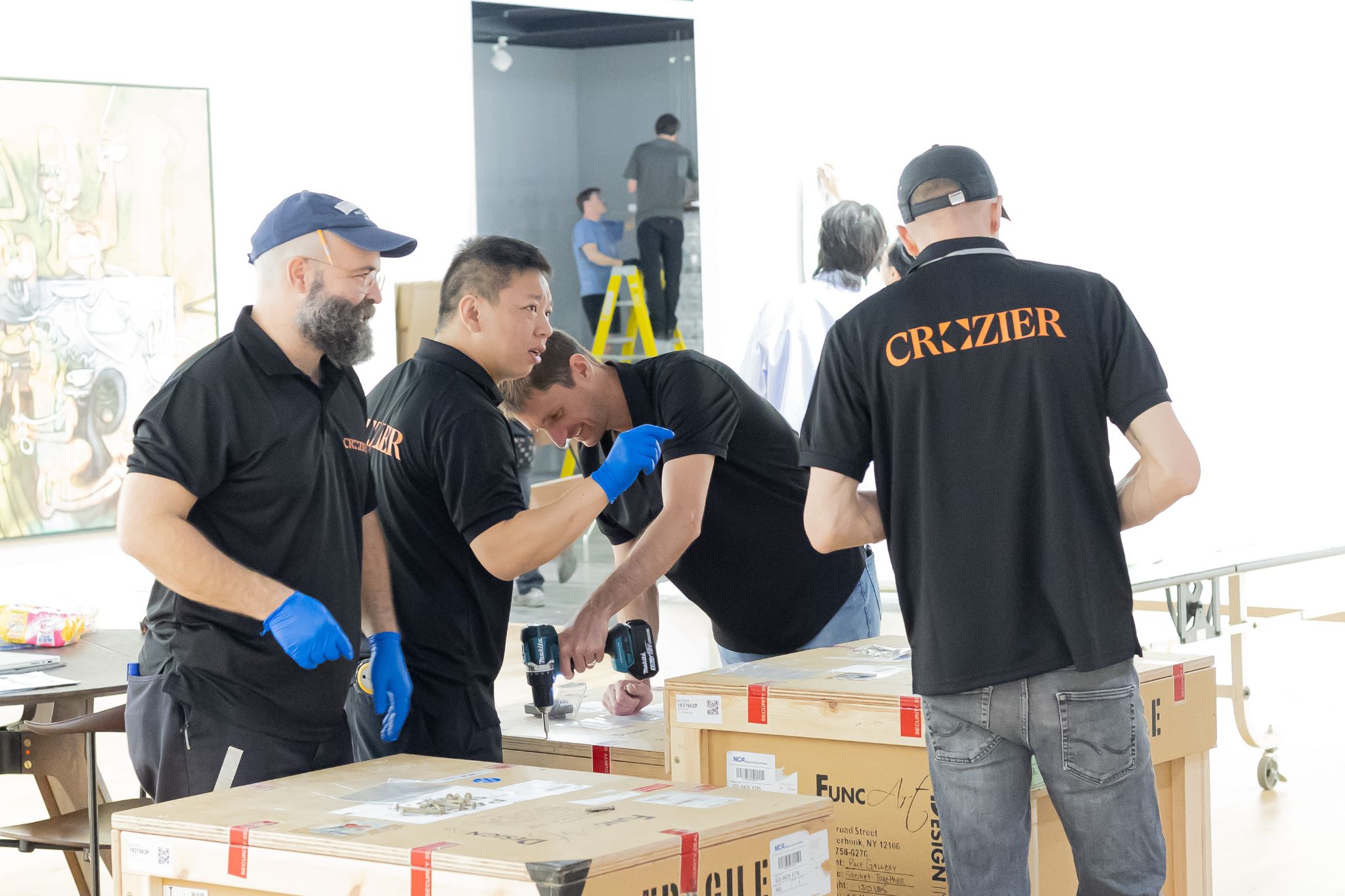 Crozier Art Handlers unpacking crates