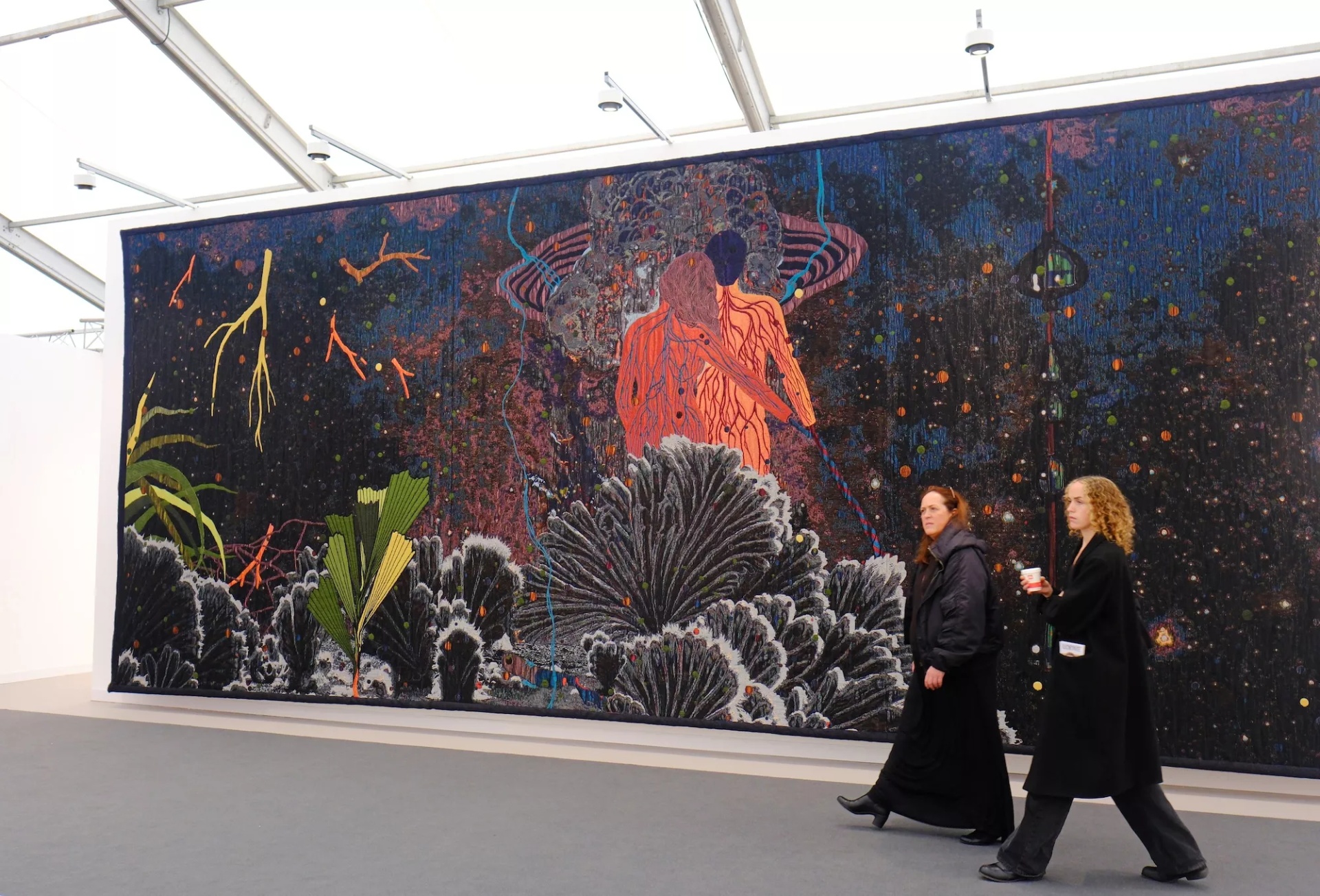 Otobong Nkanga, installation view in Lisson Gallery’s booth at Frieze London, 2025. Photo by Linda Nylind. Courtesy of Frieze.