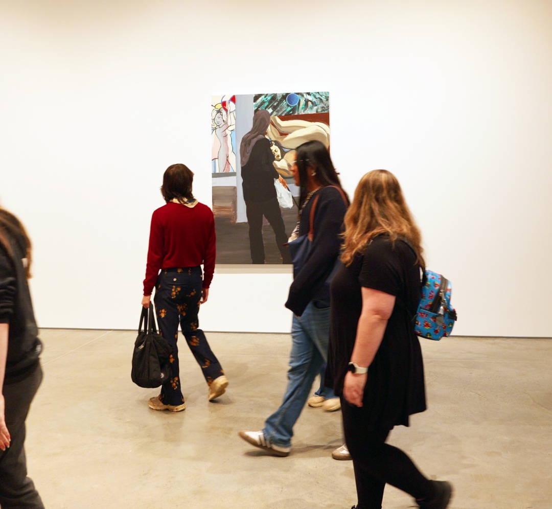 Parrish Art Museum’s Teen Council in Crozier’s Hamptons, New York Facility looking at the installed painting on the wall