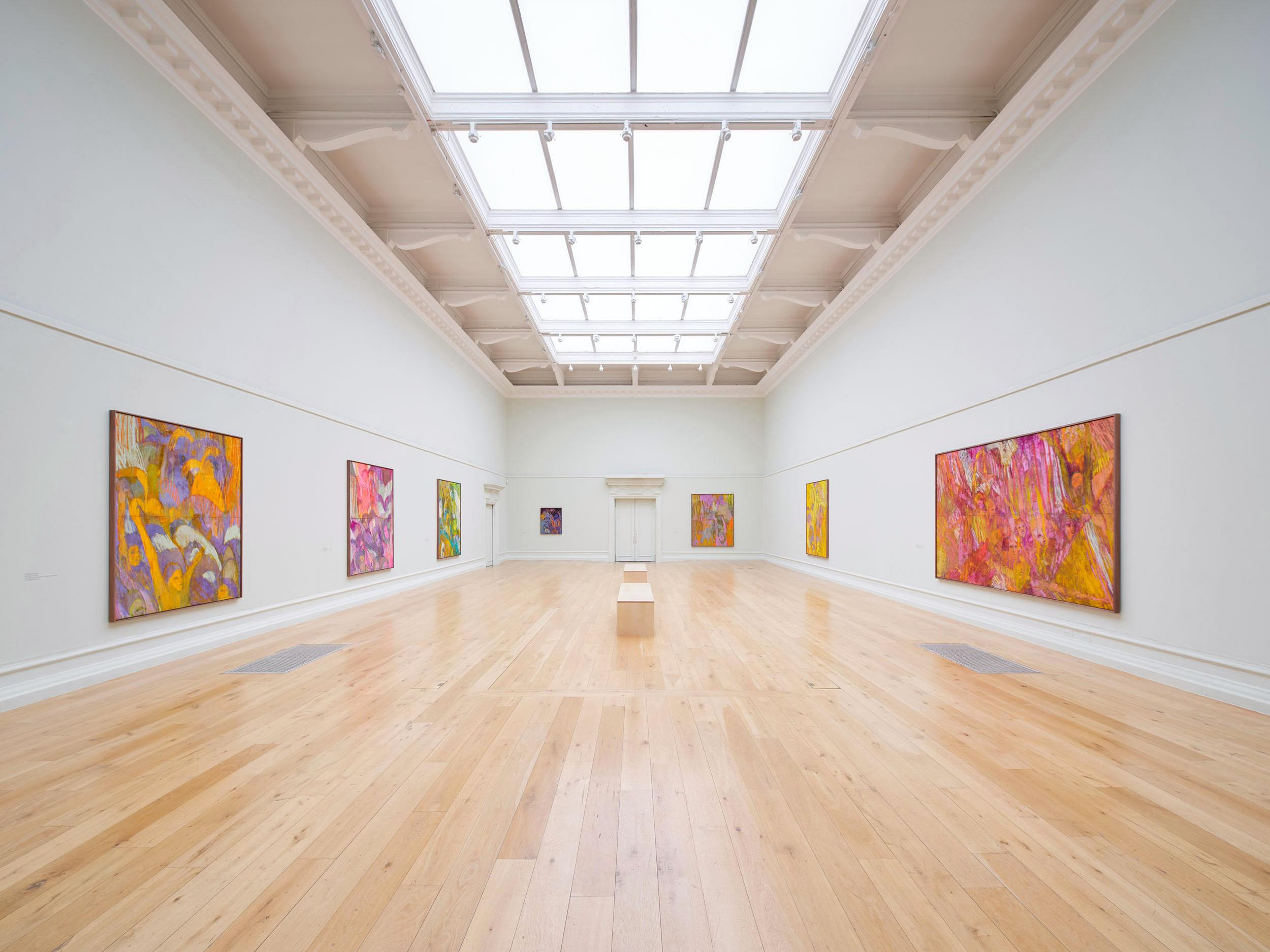 Installation view of Christina Kimeze: Between Wood and Wheel, 2025 at South London Gallery.