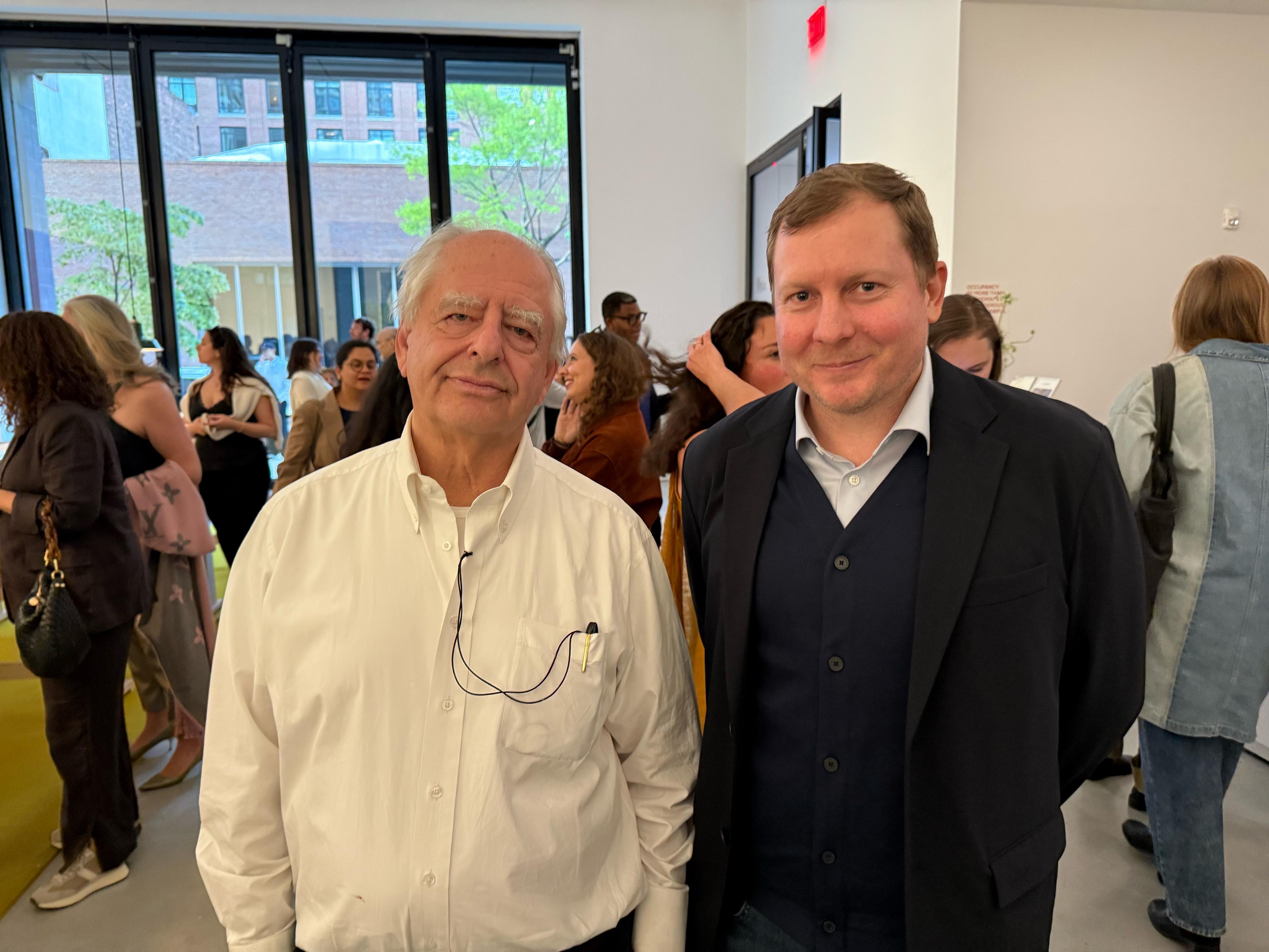 William Kentridge and Johan Kritzinger at the exhibition opening night at Hauser & Wirth in New York